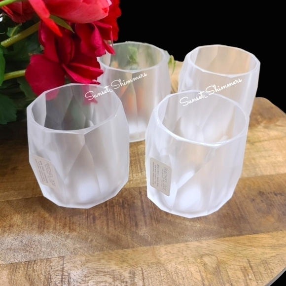 NEW RACHEL ZOE 4pc set FROSTED WHITE ACRYLIC TUMBLER Cup Drink GLASSES New - Picture 1 of 3